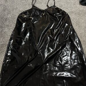 Black Vinyl Slip Dress